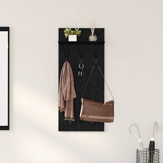 Porte-manteau mural avec étagère Chêne noir 90 x 40 x 10 cm