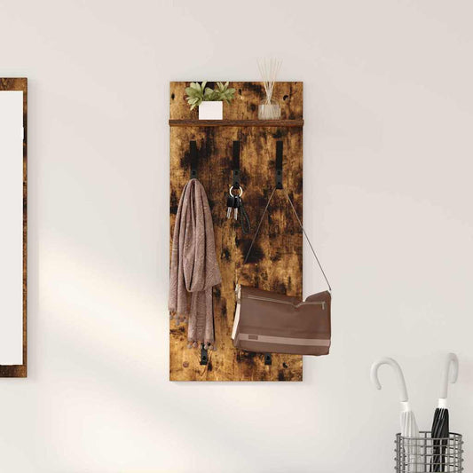 Porte-manteau mural avec étagère Chêne fumé 90 x 40 x 10 cm