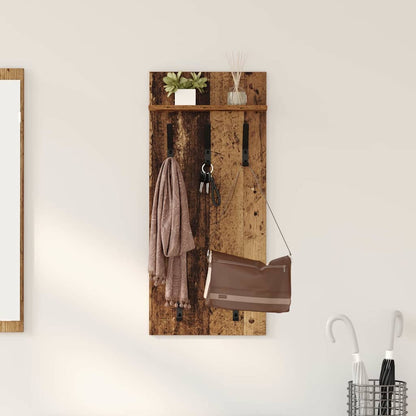 Porte-manteau mural avec étagère Bois ancien 90 x 40 x 10 cm