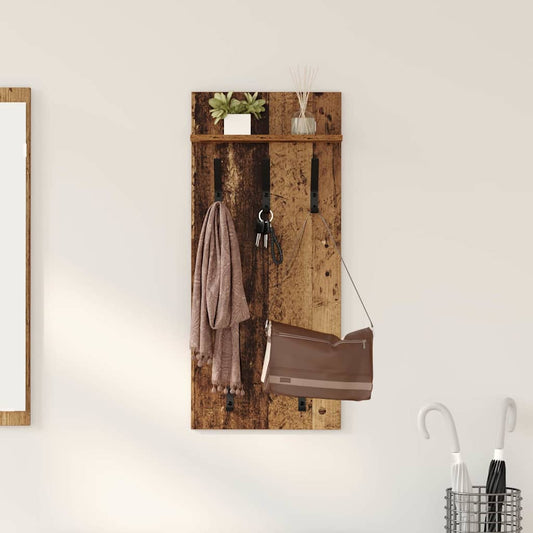 Porte-manteau mural avec étagère Bois ancien 90 x 40 x 10 cm