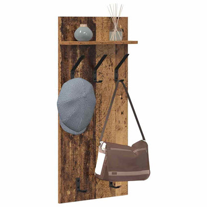 Porte-manteau mural avec étagère Bois ancien 90 x 40 x 10 cm