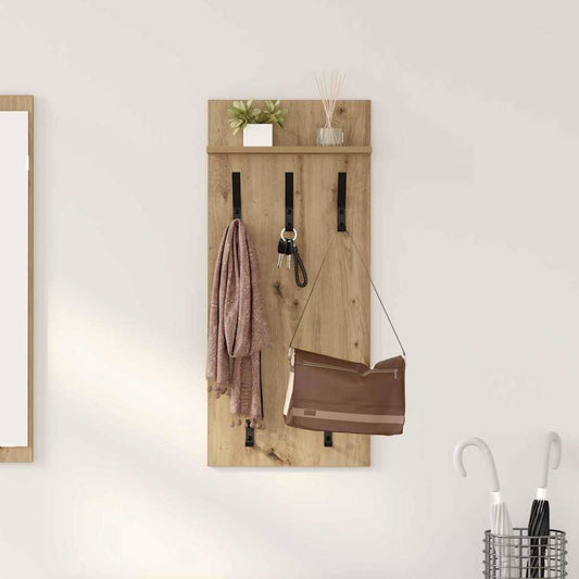Porte-manteau mural chêne artisanal 90 x 40 x 10 cm