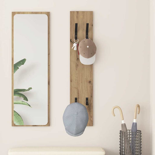 Porte-manteau mural chêne artisanal 20 x 1.5 x 100 cm