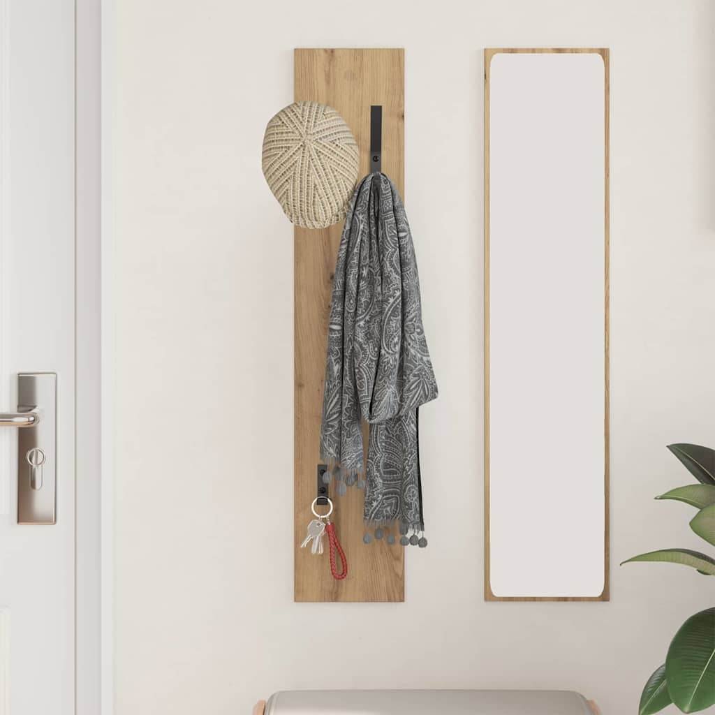 Porte-manteau mural chêne artisanal 20 x 1.5 x 100 cm