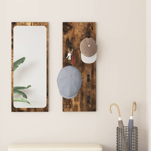 Porte-manteau mural Montage mural Chêne fumé 30 x 1.5 x 80 cm