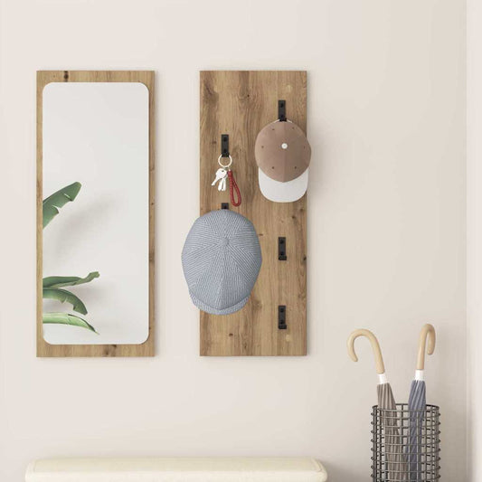Porte-manteau mural chêne artisanal 30 x 1.5 x 80 cm