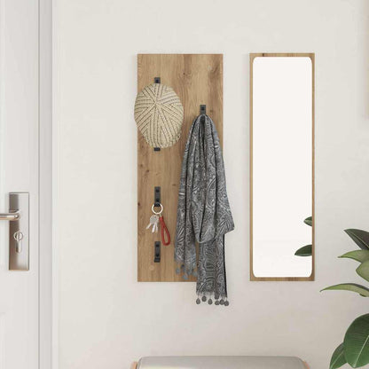 Porte-manteau mural chêne artisanal 30 x 1.5 x 80 cm