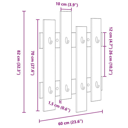 Porte-manteau mural Blanc 60 x 3 x 82 cm Bois d'ingénierie