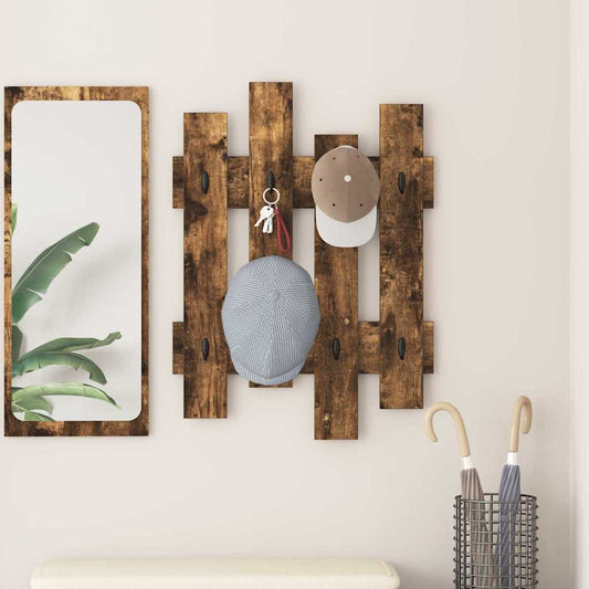 Porte-manteau mural Chêne fumé 60 x 3 x 82 cm Bois d'ingénierie