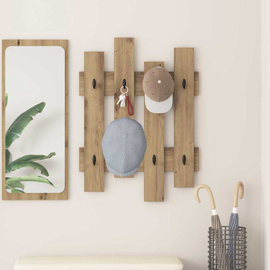 Porte-manteau mural chêne artisanal 60 x 3 x 82 cm