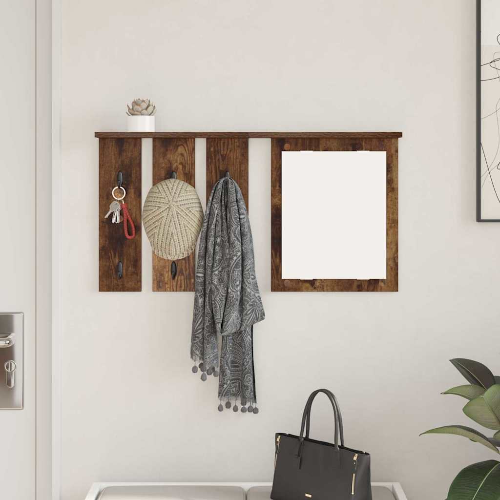 Porte-manteau mural avec étagère Chêne fumé 85 x 10 x 45 cm