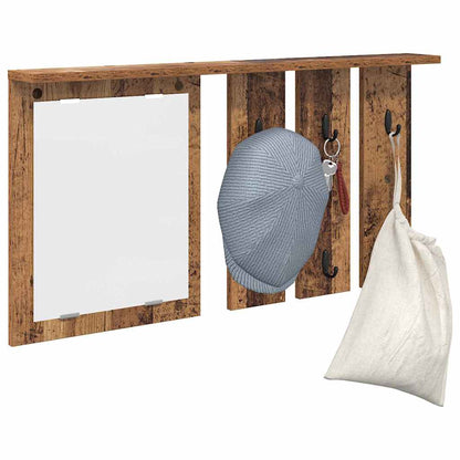Porte-manteau mural avec étagère Bois ancien 85 x 10 x 45 cm