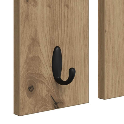 Porte-manteau mural avec miroir chêne artisanal 85 x 10 x 45 cm