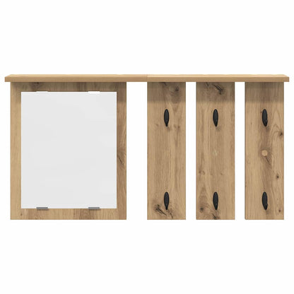 Porte-manteau mural avec miroir chêne artisanal 85 x 10 x 45 cm