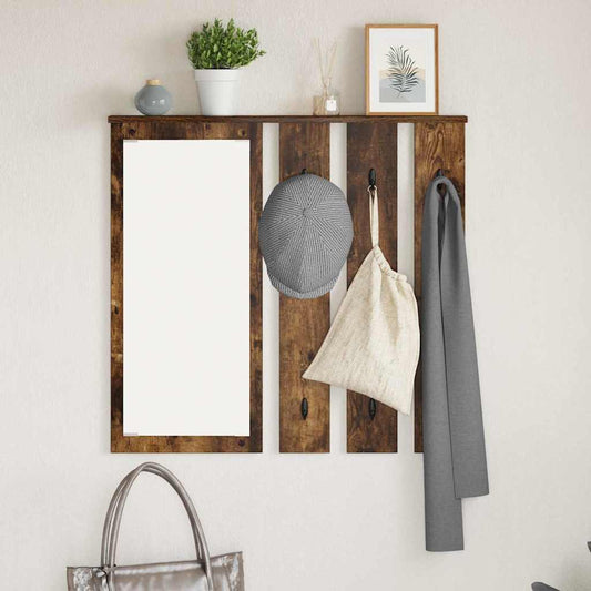 Porte-manteau mural avec étagère Chêne fumé 84 x 10 x 80 cm