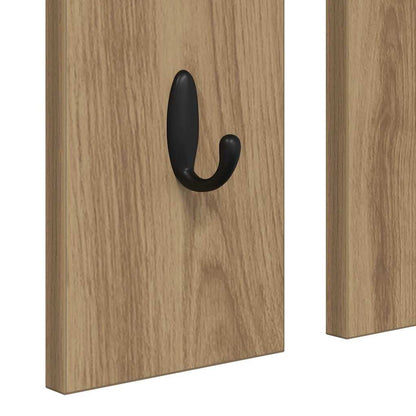 Porte-manteau mural avec miroir chêne artisanal 84 x 10 x 80 cm