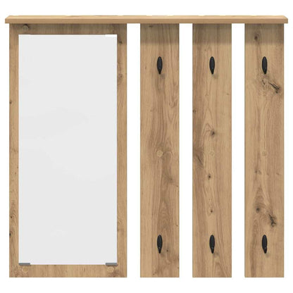 Porte-manteau mural avec miroir chêne artisanal 84 x 10 x 80 cm