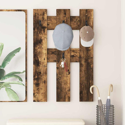 Porte-manteau mural Montage mural Chêne fumé 65 x 3 x 100 cm