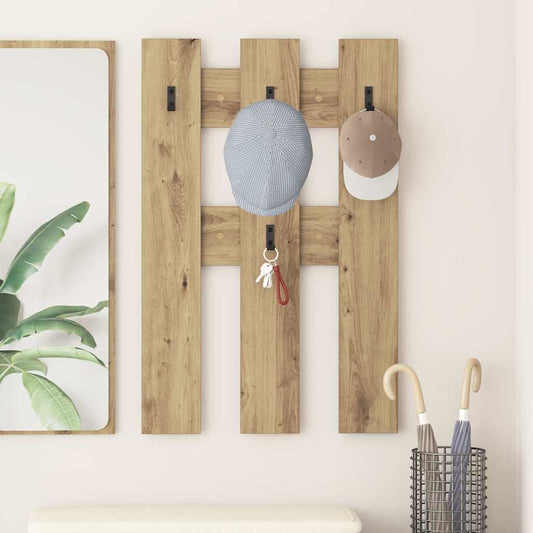 Porte-manteau mural chêne artisanal 65 x 3 x 100 cm