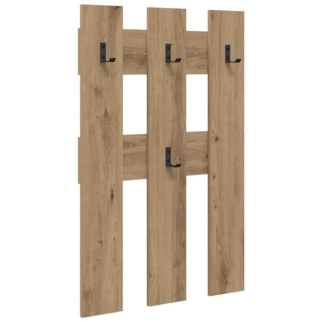 Porte-manteau mural chêne artisanal 65 x 3 x 100 cm