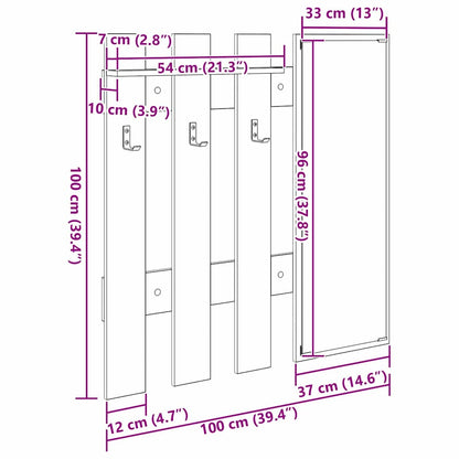 Porte-manteau mural Blanc 100 x 10 x 100 cm Bois d'ingénierie