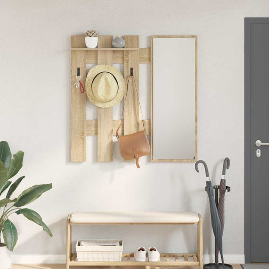 Porte-manteau mural avec miroir Chêne Sonoma 100 x 10 x 100 cm