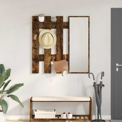Porte-manteau mural Montage mural Chêne fumé 100 x 10 x 100 cm