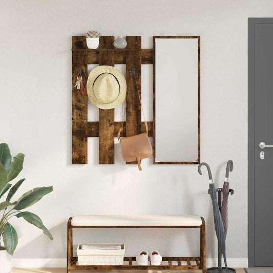 Porte-manteau mural Montage mural Chêne fumé 100 x 10 x 100 cm