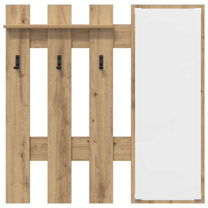 Porte-manteau mural avec miroir Chêne artisan 100 x 10 x 100 cm