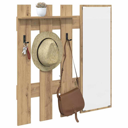 Porte-manteau mural avec miroir Chêne artisan 100 x 10 x 100 cm