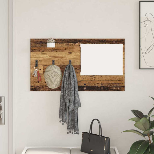Porte-manteau mural avec étagère Bois ancien 90 x 10 x 50 cm