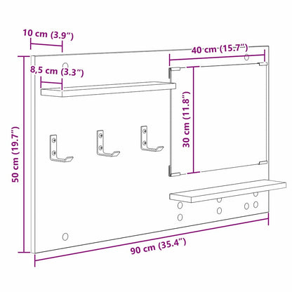 Porte-manteau mural avec étagère Bois ancien 90 x 10 x 50 cm
