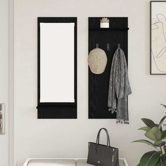 Porte-manteau mural avec étagère Chêne noir 70 x 10 x 90 cm