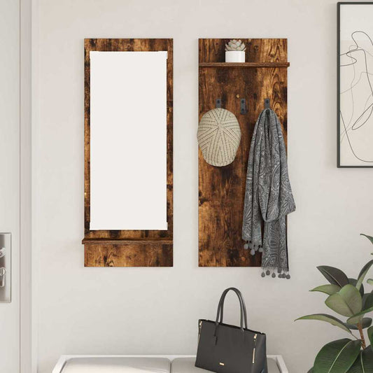 Porte-manteau mural avec étagère Chêne fumé 70 x 10 x 90 cm