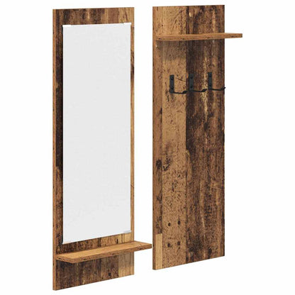 Porte-manteau mural avec étagère Bois ancien 70 x 10 x 90 cm