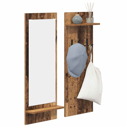 Porte-manteau mural avec étagère Bois ancien 70 x 10 x 90 cm