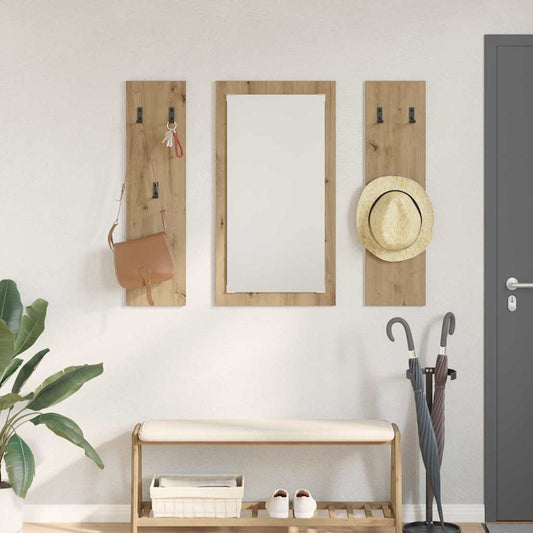 Porte-manteau mural chêne artisanal 96 x 1,5 x 90 cm