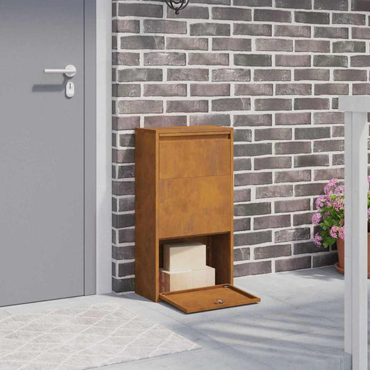 Boîte de dépôt de colis avec porte Marron 44 x 22 x 82 cm Acier