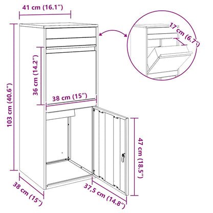 Boîte de dépôt de colis Anthracite 41 x 38 x 103 cm Acier