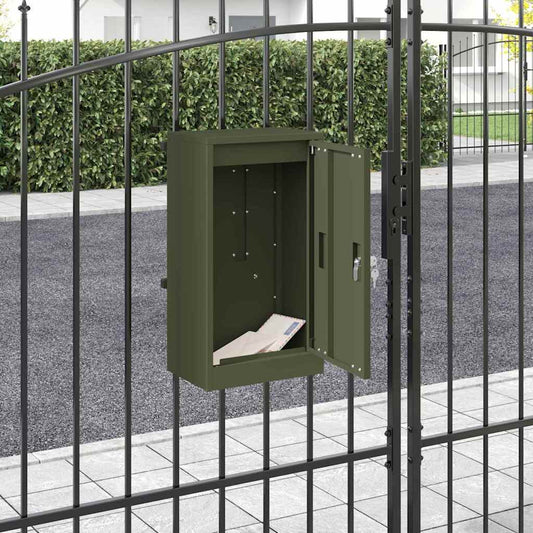 boîte aux lettres Vert olive 30 x 23 x 55 cm Acier