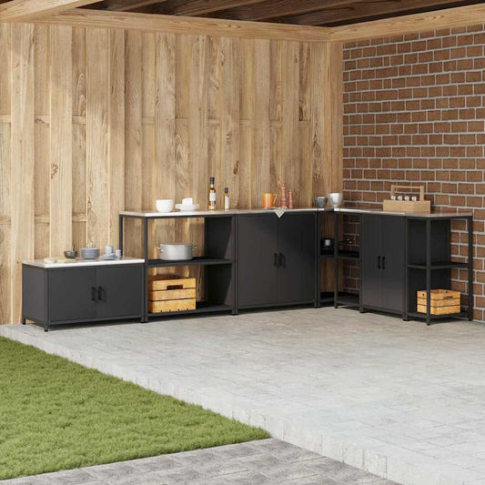 Étagère de rangement de cuisine avec étagère Noir Acier