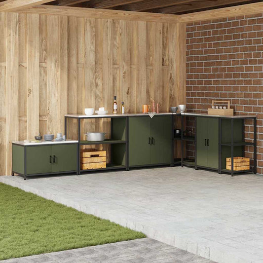 Étagère de rangement de cuisine avec étagère Vert olive Acier