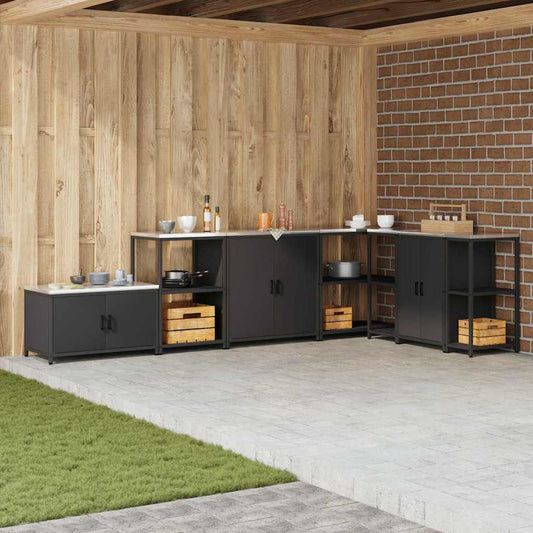 Étagère de rangement de cuisine avec étagère Noir Acier