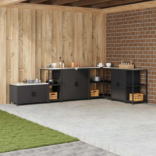 Étagère de rangement de cuisine avec étagère Noir Acier