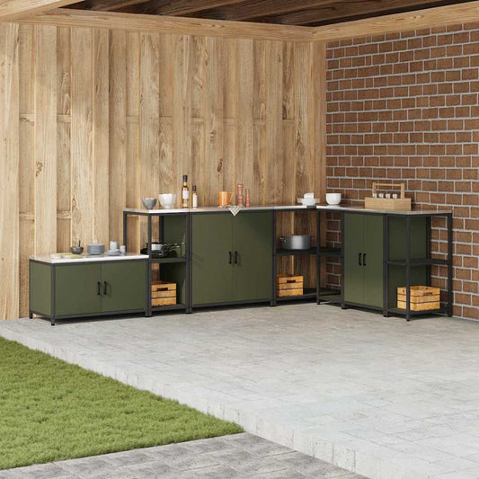 Étagère de rangement de cuisine avec étagère Vert olive Acier