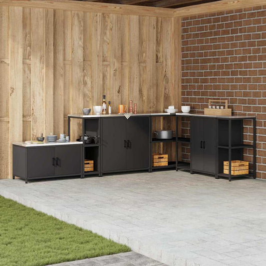 Étagère de rangement de cuisine avec étagère Noir Acier