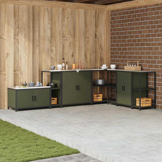 Étagère de rangement de cuisine avec étagère Vert olive Acier