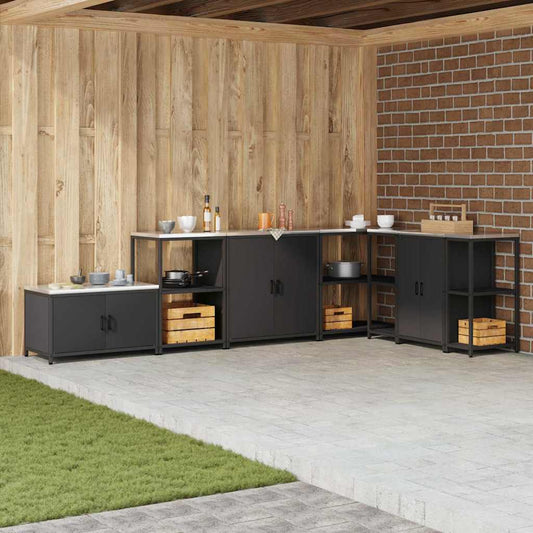 Meuble de rangement de cuisine avec étagère Noir Acier
