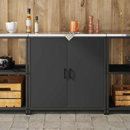 Meuble de rangement de cuisine avec étagère Noir Acier