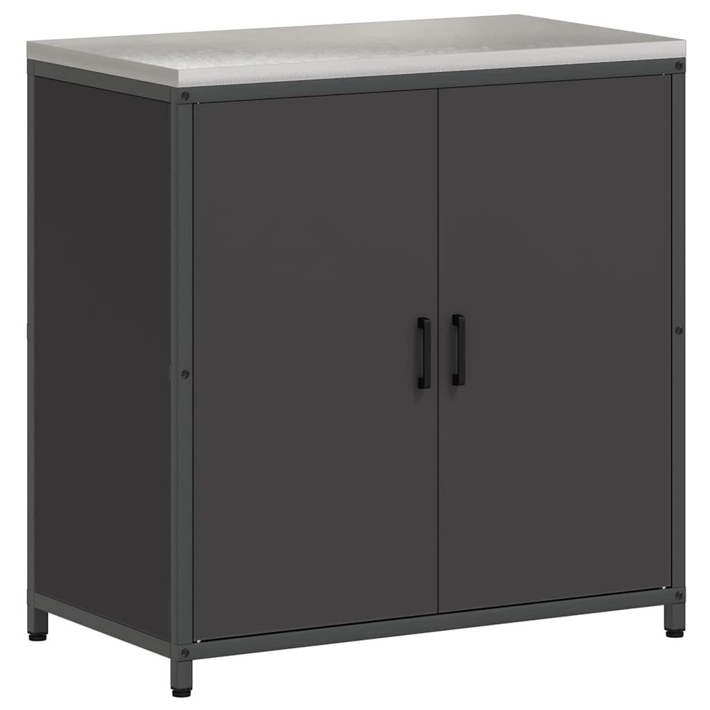 Meuble de rangement de cuisine avec étagère Noir Acier